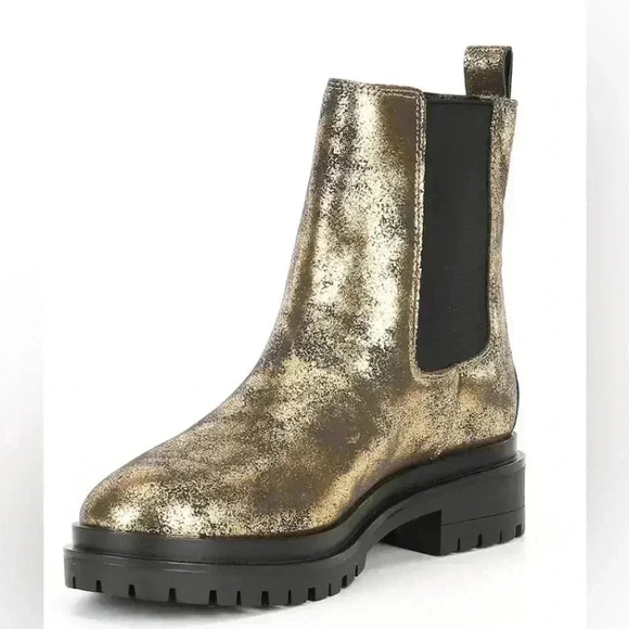 LAUREN RALPH LAUREN Womens Corinne Round Toe Block Heel Black & Bronze Booties - Picture 10 of 10